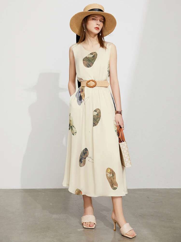 AMII Minimalism for 2023 Spring Summer Dress Pullover Printed Chinese Style Ae Vestidos Women Clothing 12342287