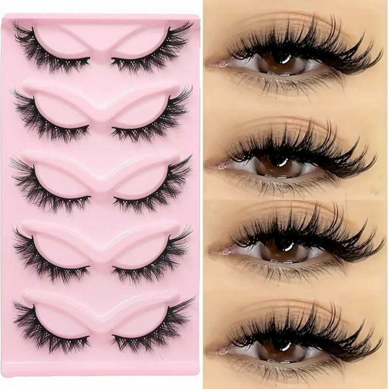 5 pairs of cats eye thick V small flower curl cross style fox false eyelashes COS mixed blood female group eyelashes W250324