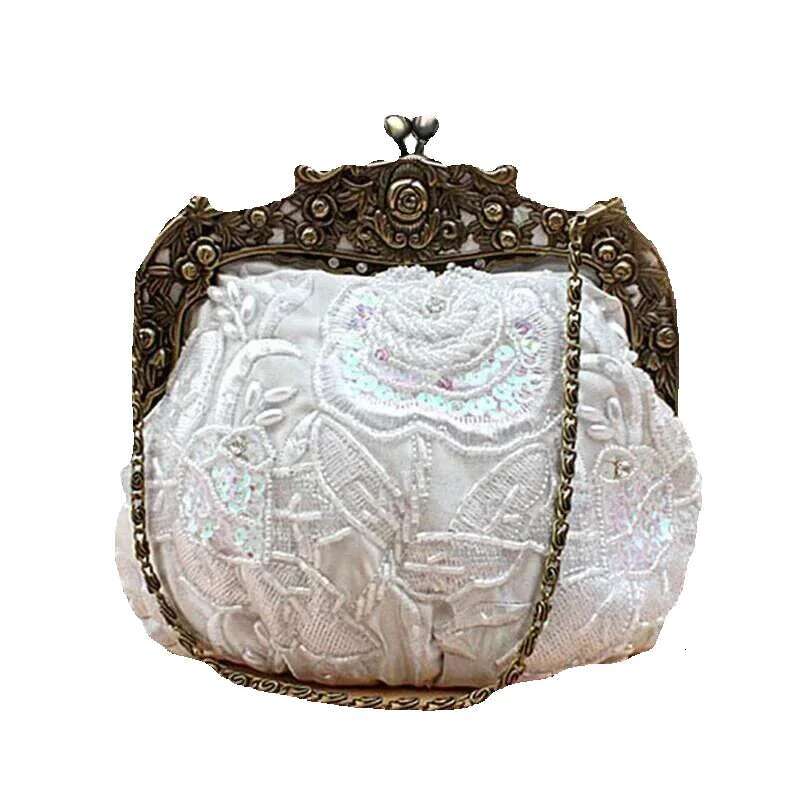 2025 New Vintage Beaded Evening Embroidered Dia Sequined Clutch Hand Bride Bag
