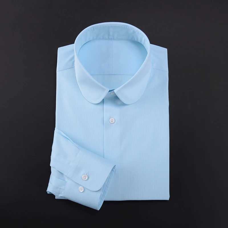 High quality mens Eaton round neck slim fit business mens formal shirt X250324