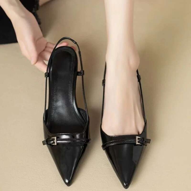 Pointed Toe Sexy Mid Heels Party Women Sandals Designer Summer Brand Pumps Sgback Casual Shoes Dress Slippers New
