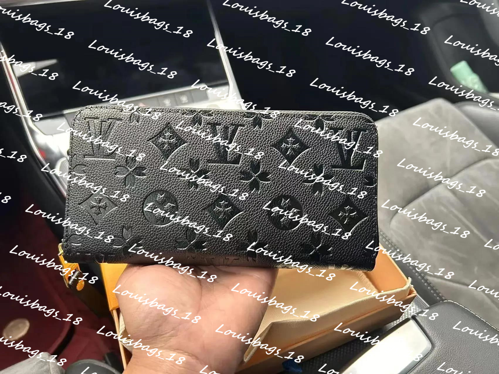 Top New Fashion Black empreinte women clutch lady ladies long wallet pu leather single zipper wallets classical corn purse card holder 60017 purse wallet With box