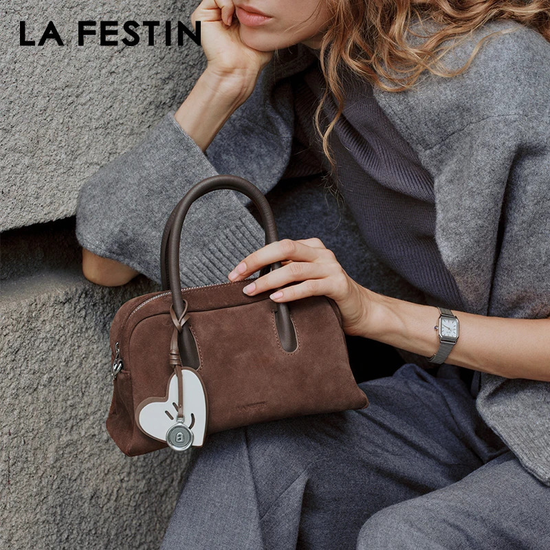LA FESTIN Original Suede Bag 2024 Handbags Womens Shoulder Crossbody Boston Handheld 250317