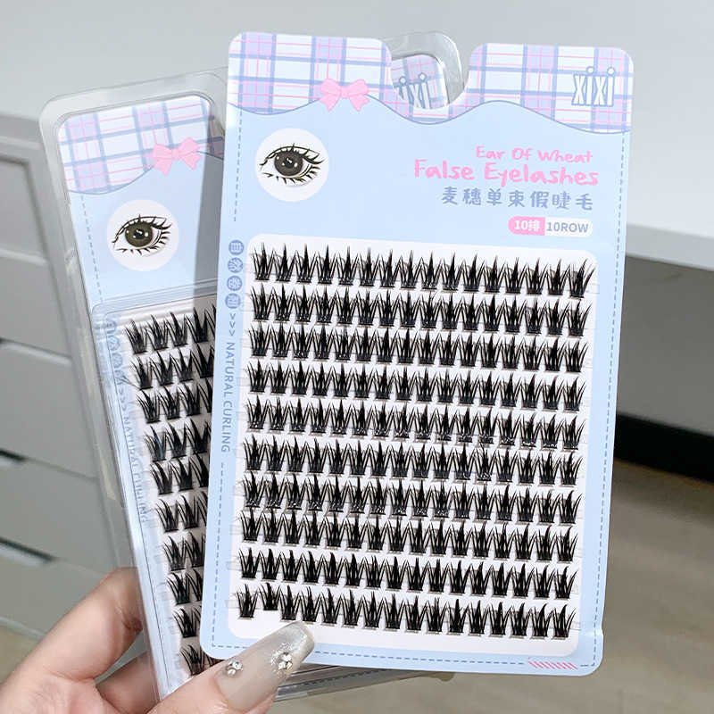 Tiktok xixi Top Ear False Eyelashes 10 rows of large capacity natural dense superfine stem segmented eyelashes W250324