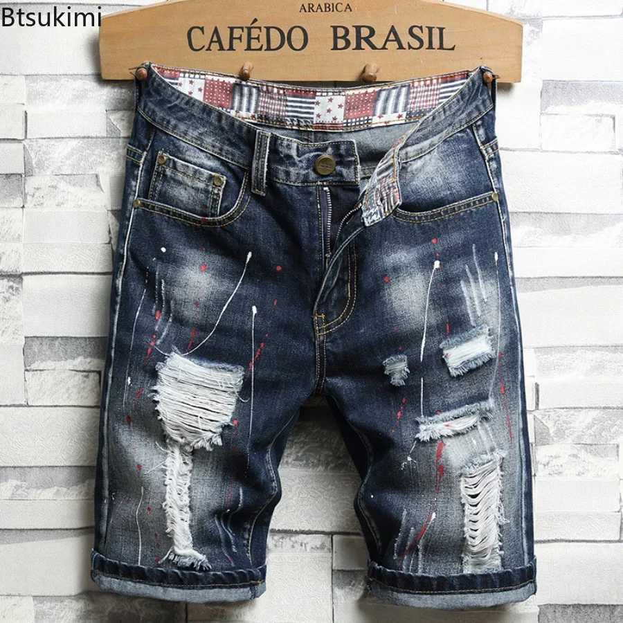 New 2025 Mens Summer Retro Ripped Denim Shorts New Fashion Casual Hole Patch Jean Shorts Streetwear Male Brand Clothes Shorts T250603