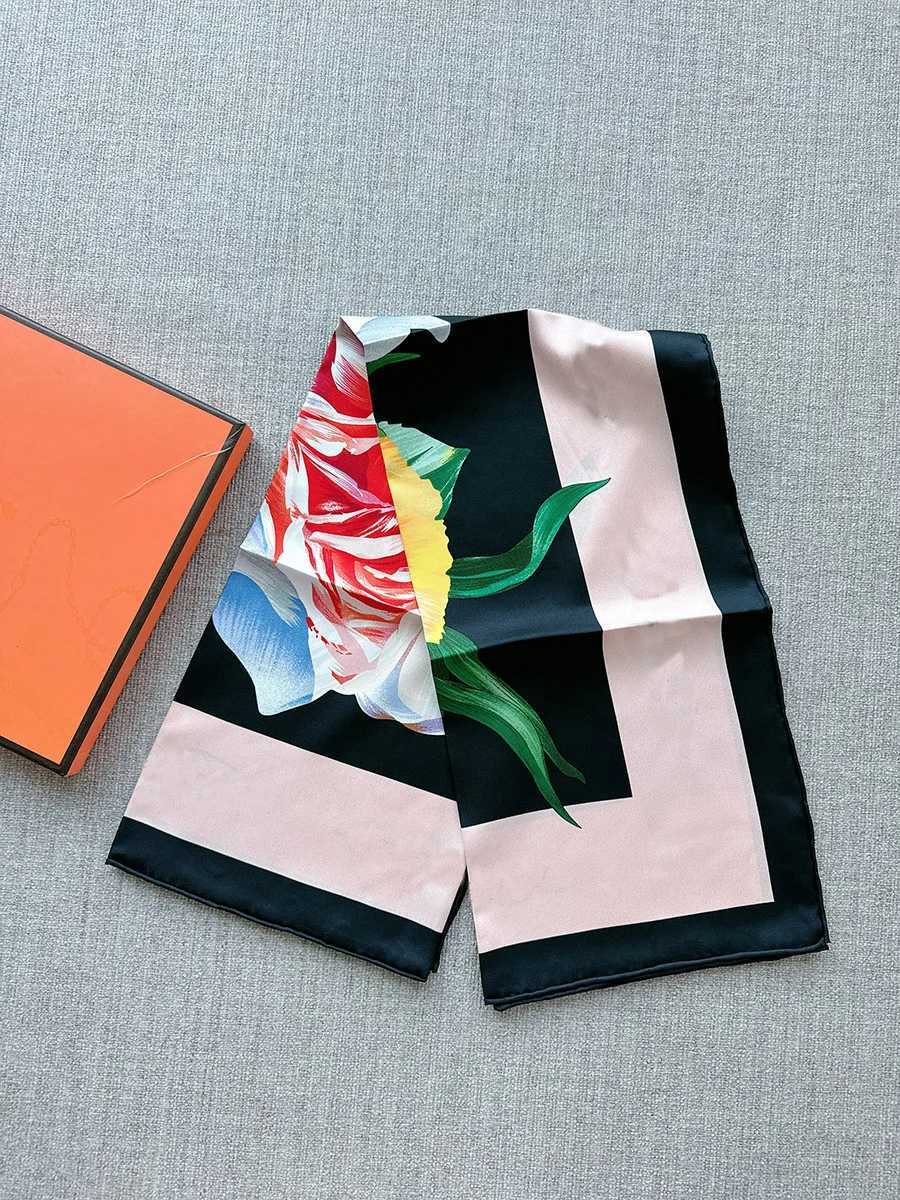 Rose printed silk scarf headscarf shawl Mberry Silk 90 90 summer scarf X250324