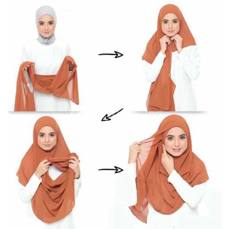 Double ring instant headband foam chiffon sports text Muslim shawl Islamic shawl easy to wear female Muslim headband X250324