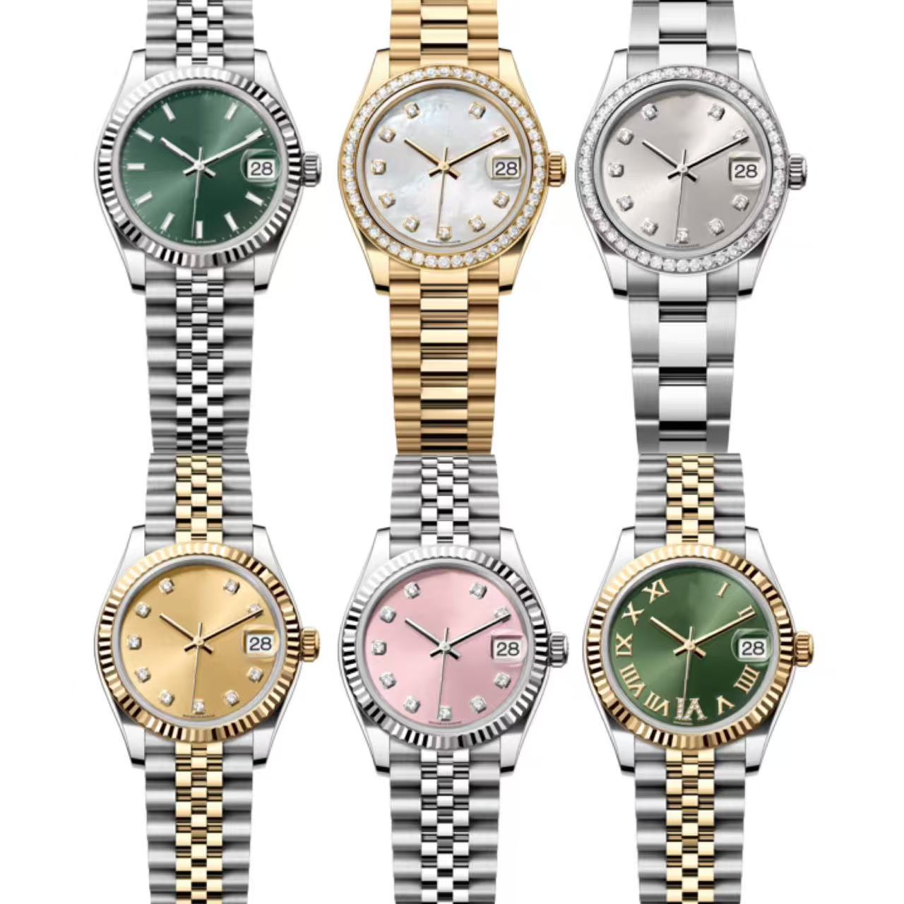 classic womens watch luxury lady's Watches 31mm size gold Stainless steel mossanite reloj orologio montre waterproof with box