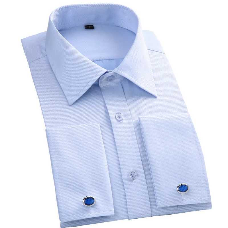 French cuffed mens formal business dress long sleeved mens luxury white party wedding dress with cufflinks X250324
