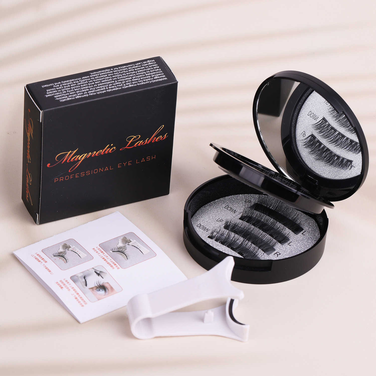 Magnetic eyelash suction integrated strong magnetic glue free black stem thick false eyelash set W250324