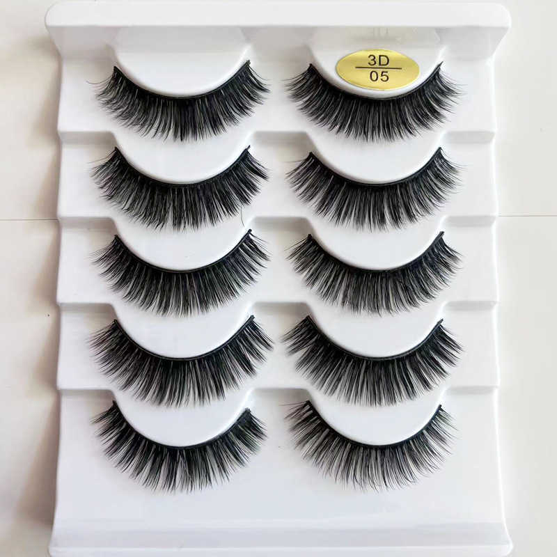 5-Pair 3D False Eyelash Natural Thickening 3D Multi Layer Hard Meme Stage Exaggerated False Eyelash W250324