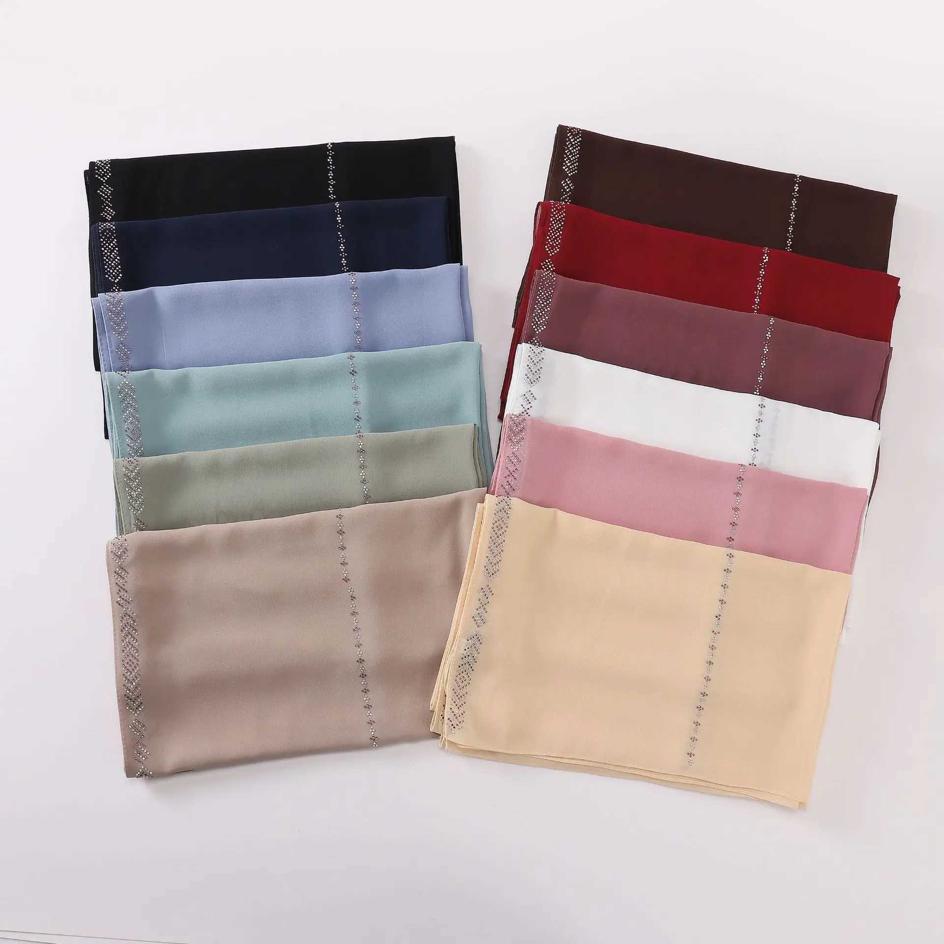 New Muslim T rkiye Pearl Chiffon Long Scarf Thread Hot Diamond Islamic Scarf Middle East Africa Band X250324