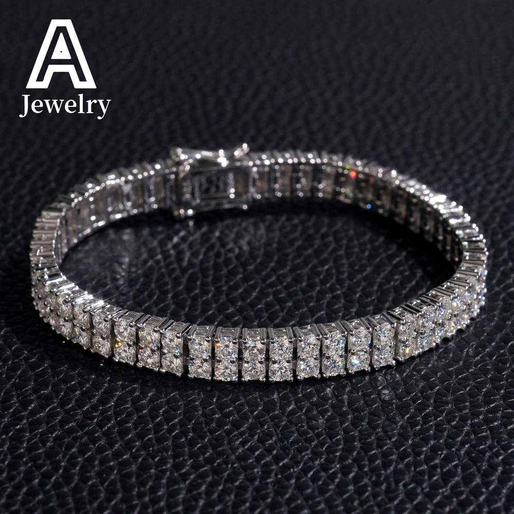 Pass Diamond Tester 925 Silver 3MM Moissanite Double Rows 6MM Width Tennis Chain Bracelet No reviews yet 1