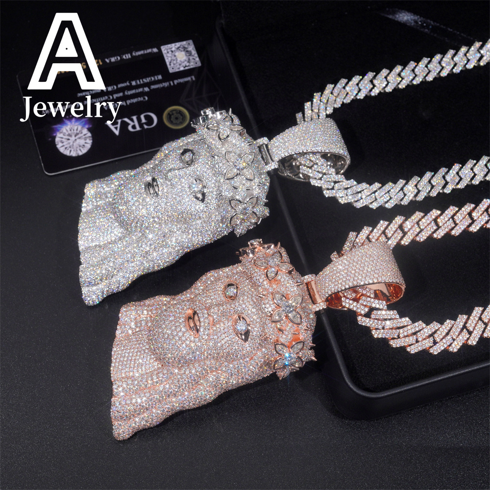 Iced Out Chain Pendant Personalized Moissanite Necklace Hip Hop Charms Rapper Jewelry