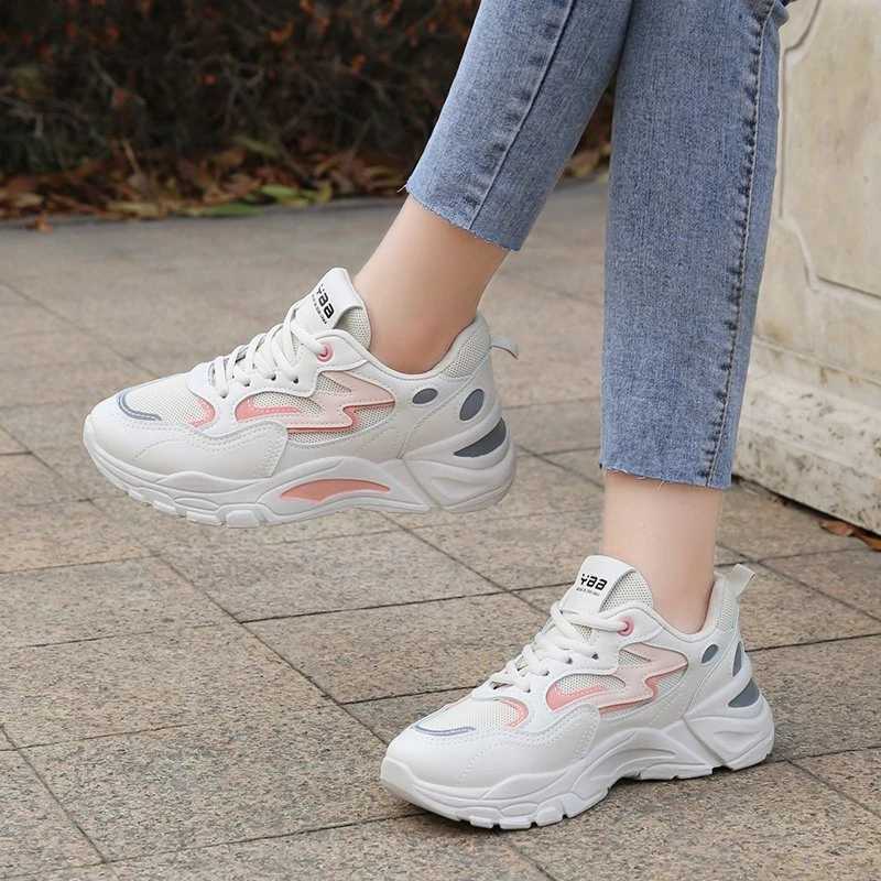 High thickness and thick sports shoes for women platform shoes new Fi breathable mesh sports shoes for women casual sports shoesXJ250324