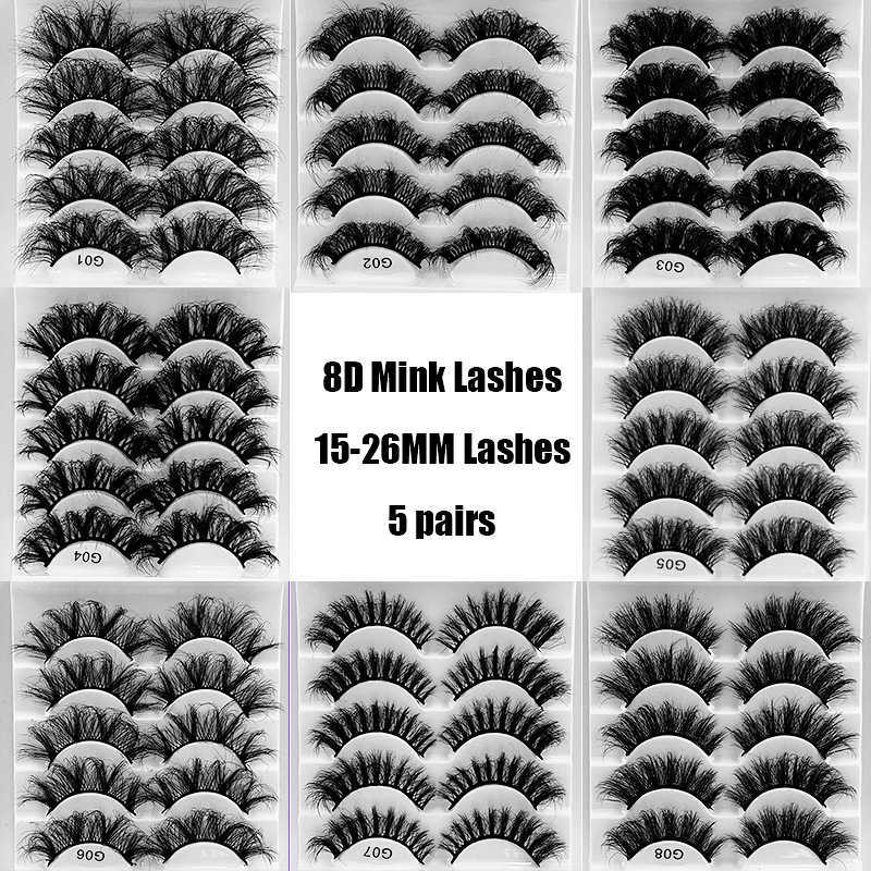5 pairs of explosive eyelashes messy and thick with a hard stem and false eyelashes naturally layered and crossed imitating mink fur W250324