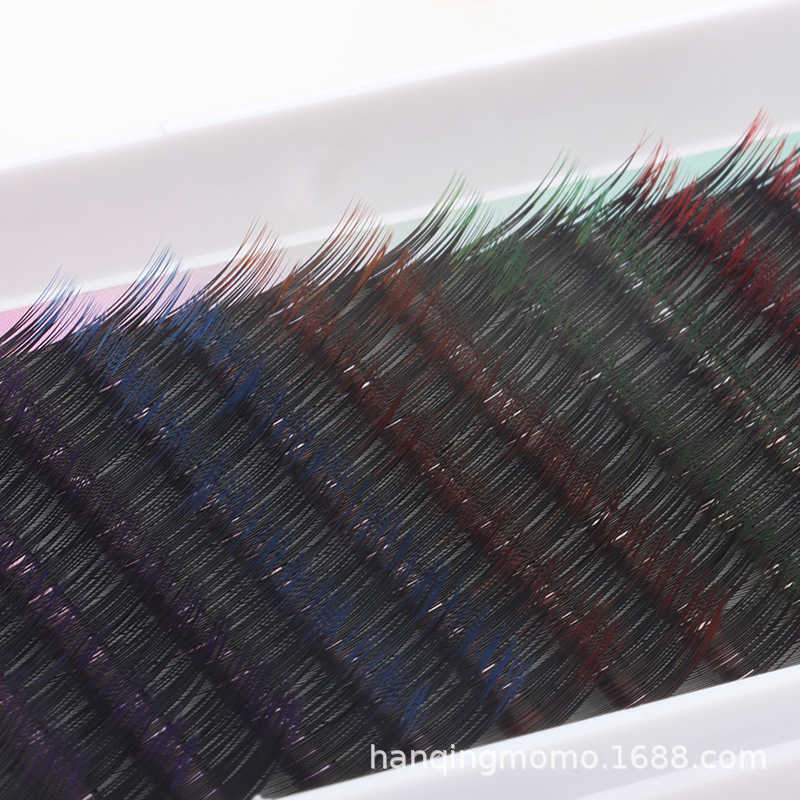 Colorful false eyelashes thick imitation mink eyelashes stage makeup exaggerated creativity transparent stem curly and upturned W250324