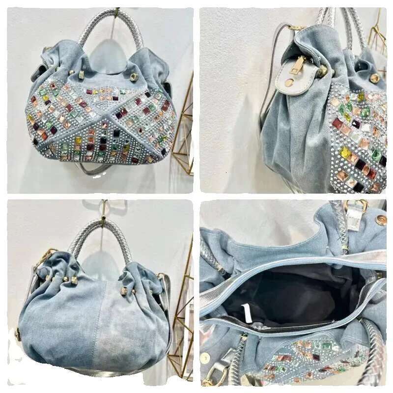 Korean Mini Fashion Dia Set Canvas Tote Girl Trend Bag Crossbody Denim Blue 2025 New Model