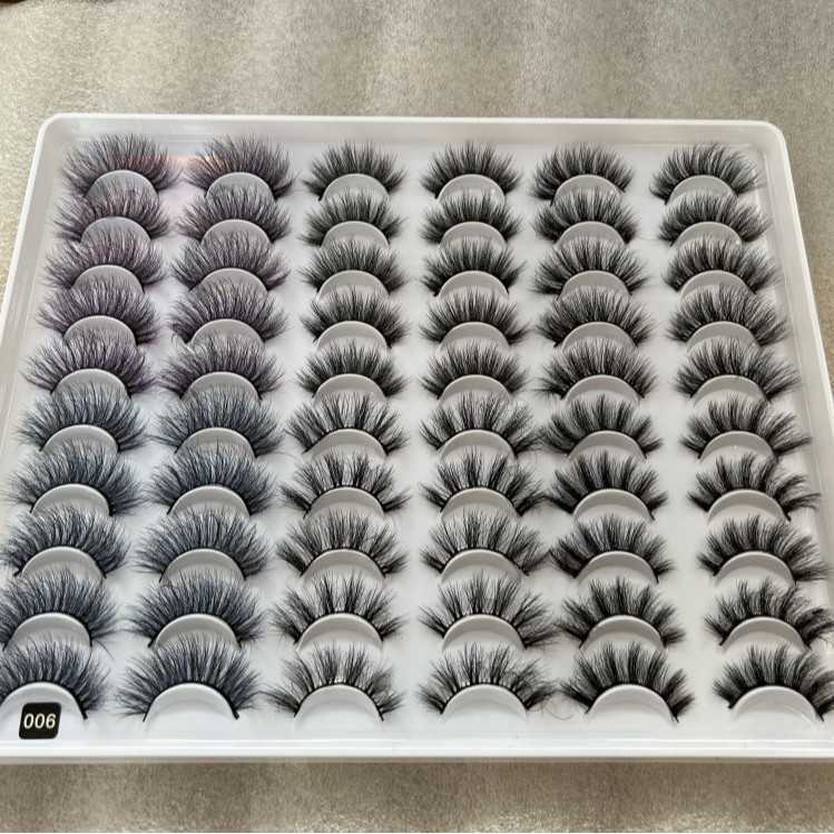 Thirty pairs of hot selling fluffy styles thick faux mink fur explosive fur styles curled and messy eyelashes W250324