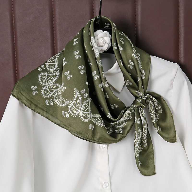 Summer Beach 70 * 70cm Square Silk Muslim Headscarf and Scarf Wen Handkerchief Print Bandana Small Fashion Luxury Scarf and Tie X250324
