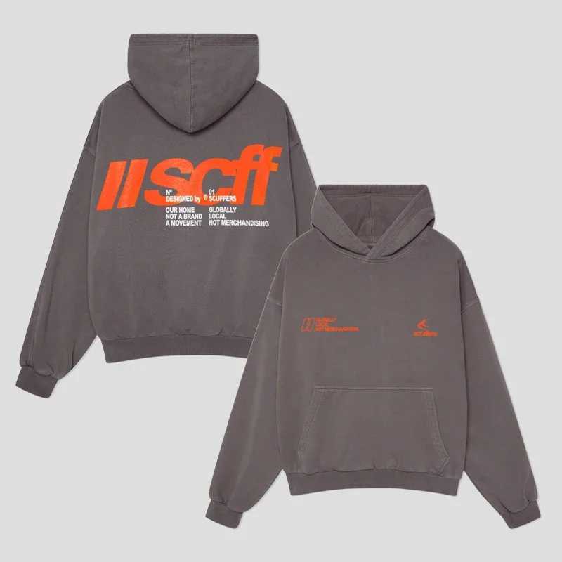Scuffers latest version double-sided printed mens sports hoodie brother Gothic oversized T-shirt street top Y2k clothingT250323