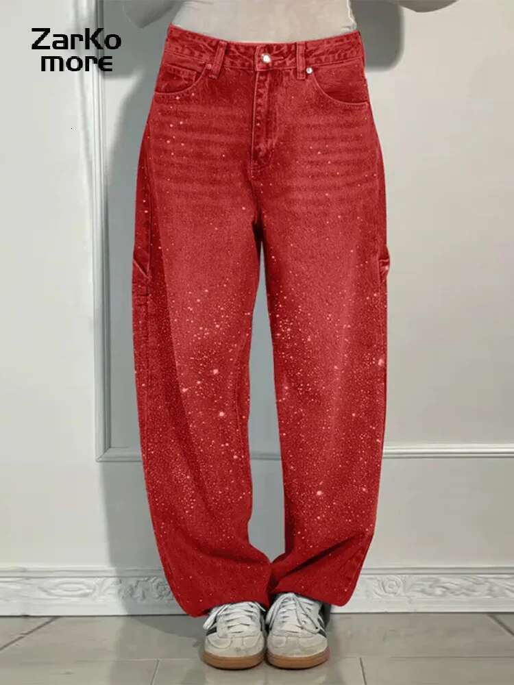 Retro Rhie Baggy Women's Women Blue Waist Straight Wide Leg Pocket Denim Jeans 2025 Spring High Street Y2k Outwear