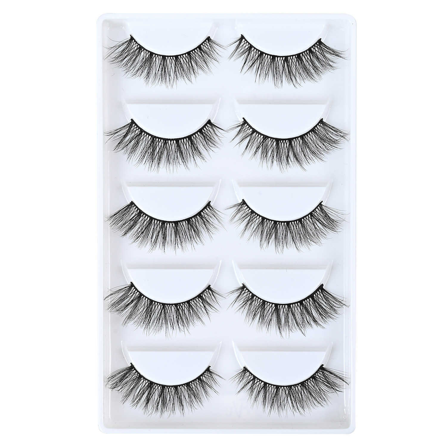 New set of five pairs of false eyelashes thick and curled one piece handmade three-dimensional eyelashes W250324