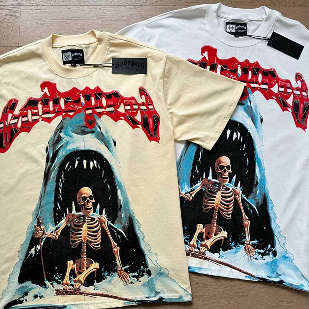 Super Large Summer 2025ss Godspd Retro T-shirt Printed Shorts Slip God SPD Cotton T-shirt High Quality Mens Top X250324
