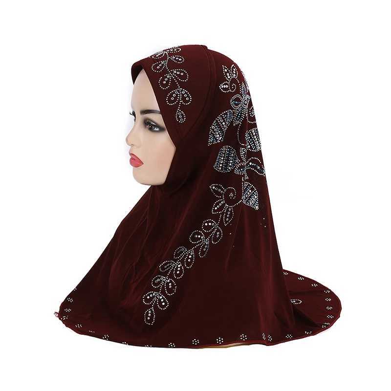 H102 Gorgeous Stone Prayer Headscarf Muslim FL Hat Islamic Scarf Hat AR PL Wrapped Scarf Eldre Wen Headscarf X250324