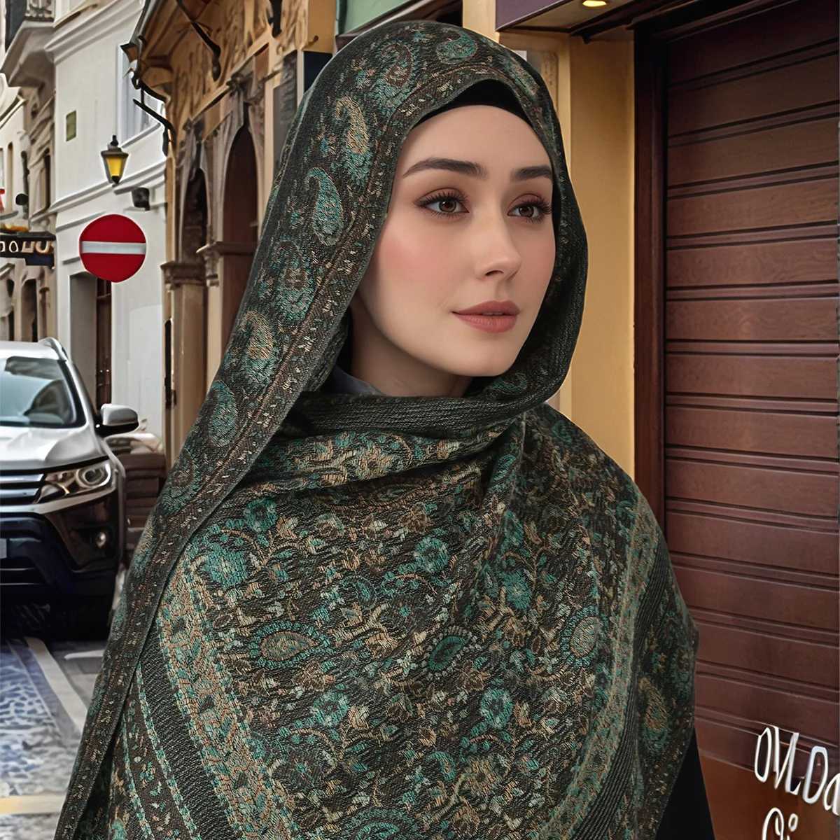 New embroidered scarf shawl suitable for the Paisley cashmere of the Wenzu ethnic group cotton Muslim Wenjin packaging womens elegant shawl turbo shaw