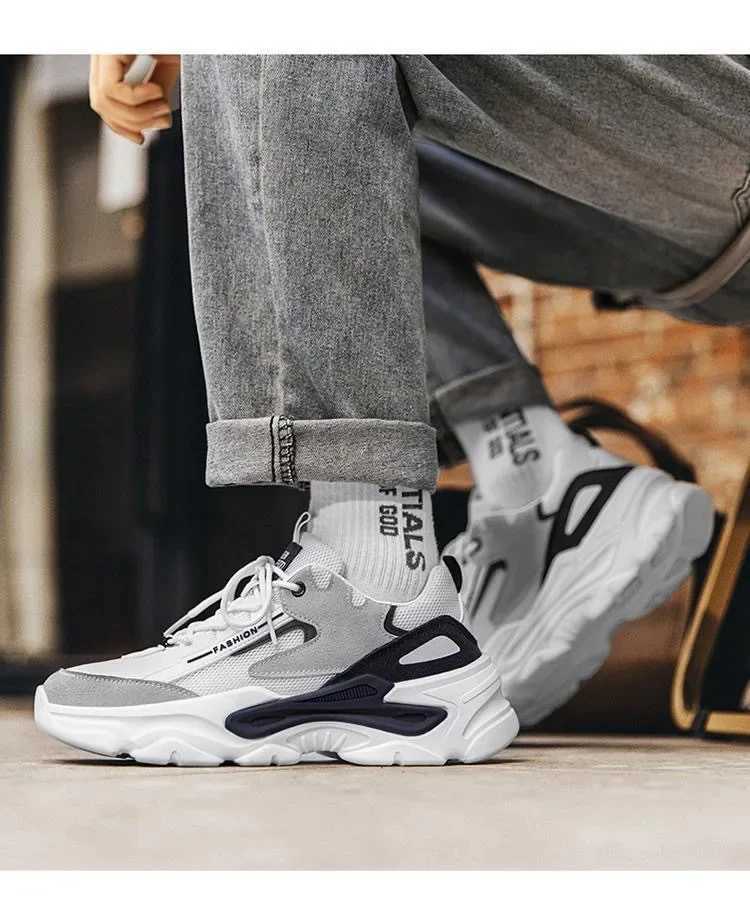 Mens shoes 2025 new summer breathable casual sports shoes suitable for mens students running teenagers height increase dad trend shoesXJ250324