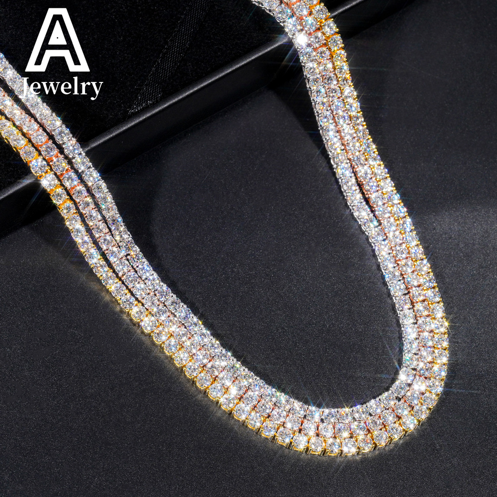 Pass Diamond Tester GRA Certificate 4MM Hip Hop Tennis Necklace Bracelet 925 Sterling Silver VVS Moissanite Tennis Chain