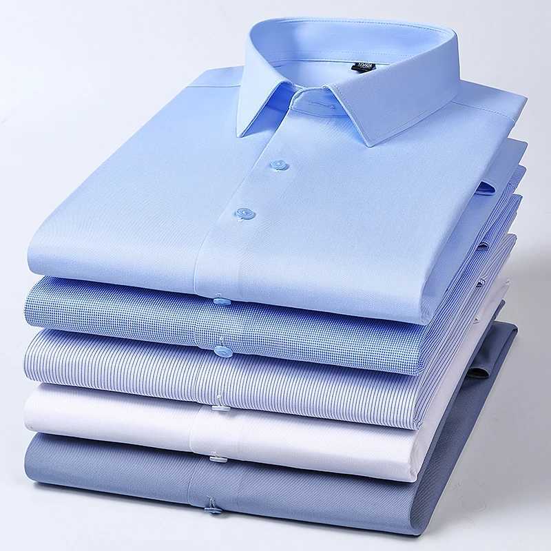 Spring and summer new mens long sleeved ironless moisture-proof pocket sized business suit white shirt mens formal clothing X250324