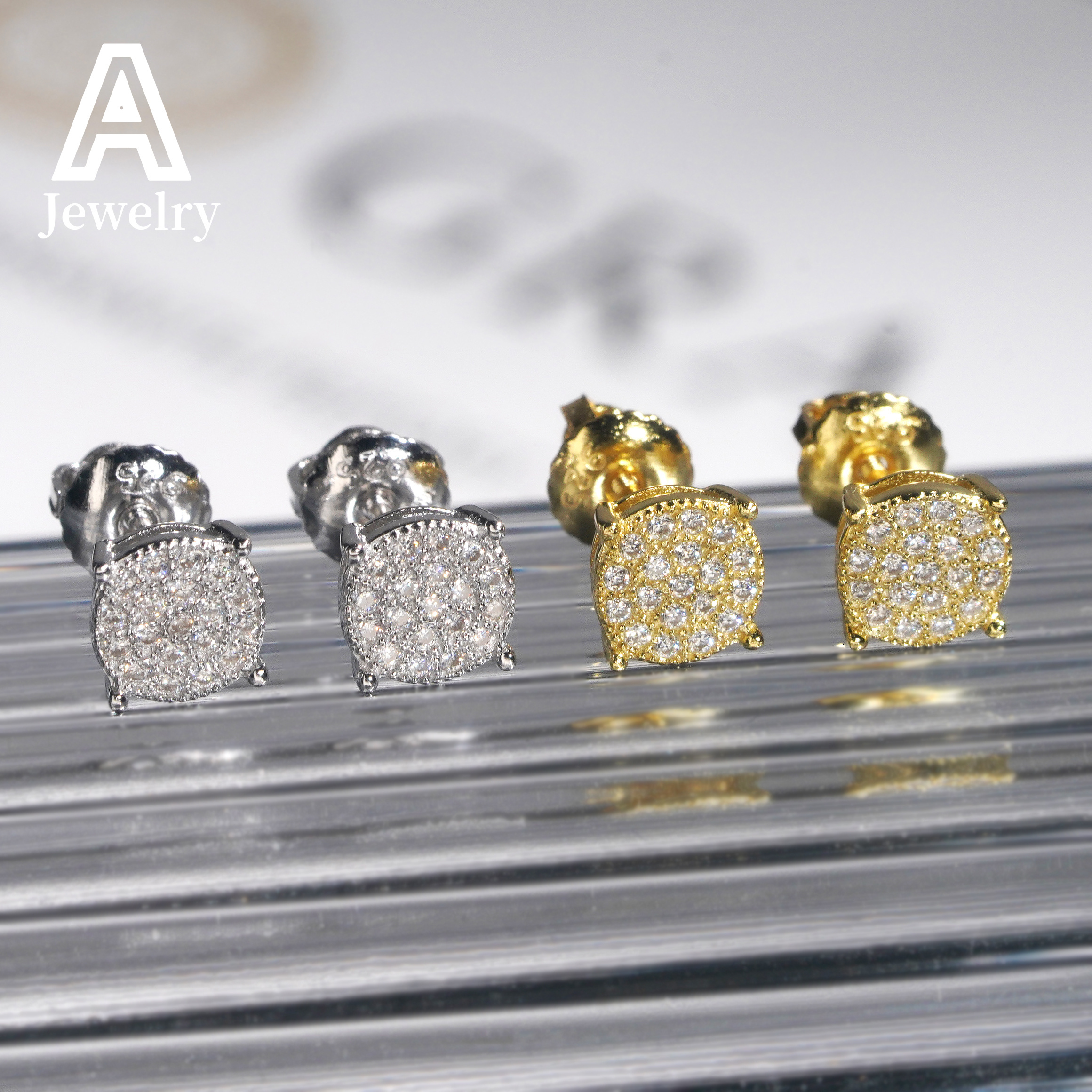 Fashion Screw Back Moissanite Earrings 925 Sterling Silver Hip Hop Jewelry Pass Diamond Tester Fashion Ear Studs