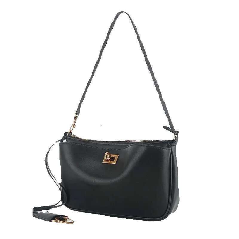2024 New Cowhide B Home Lock Underarm Premium Leather Handheld Crossbody Women's Bag Simple Commuter The Single Shoulder Bag