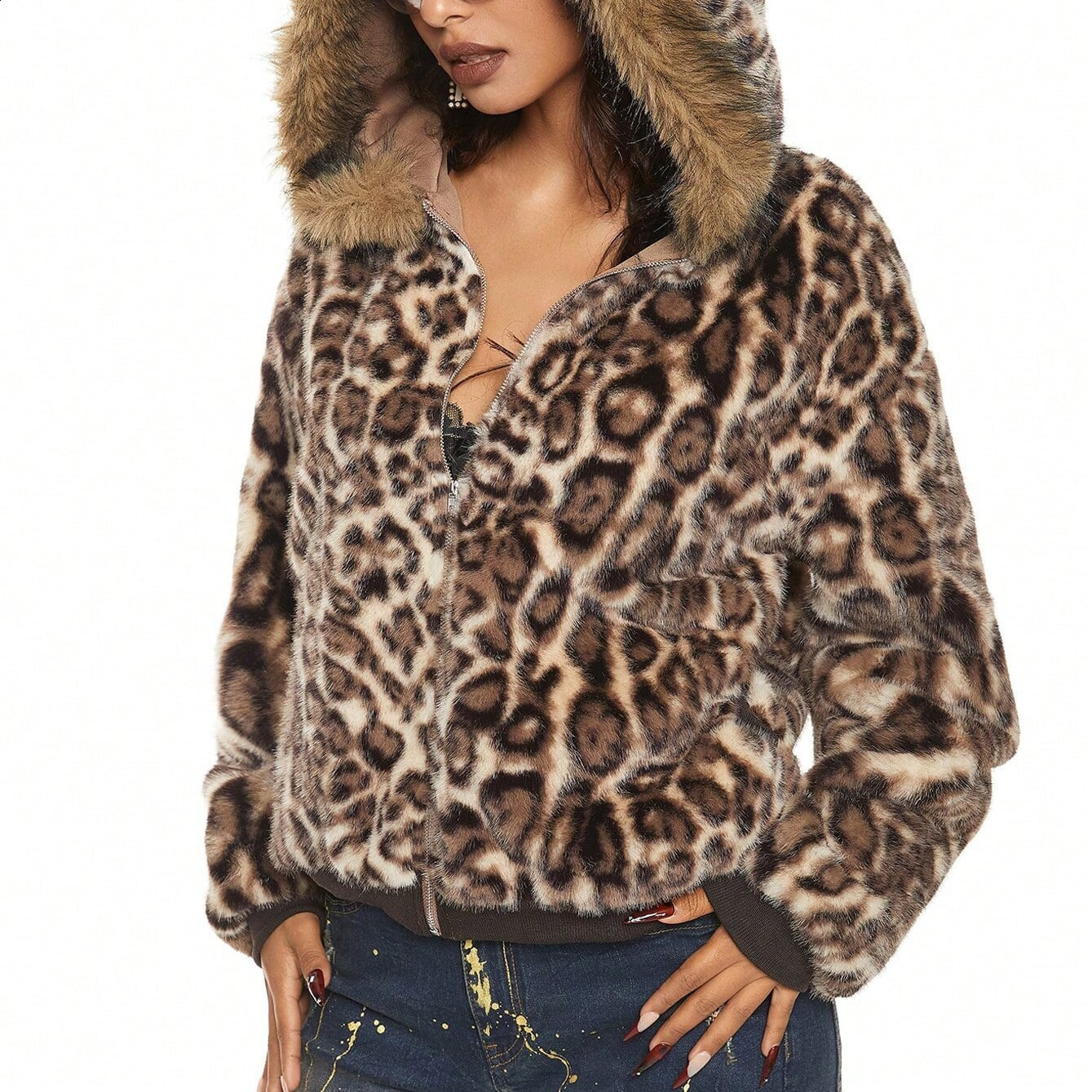 Y2k Womens Zip up Hoodies Leopard Print Grunge Gothic Hip Hop Punk Hoodies Clothes Harajuku Aesthetic Hoodies Clothes Streetwear 241223