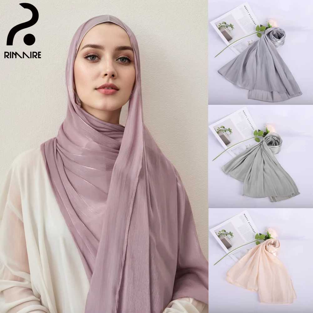 Designer Muslim Headscarf Fashion Micro Light Turbine Shawl High Quality Womens Breathable Long Scarves Wrap the Entire RIMAIRE X250324