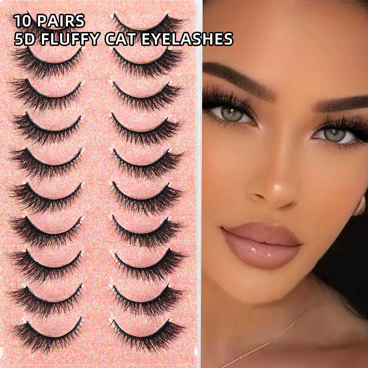 Cats Eye Thick Eyelash 10 Pair Set Imitation True and False Eyelash Natural Curling and Curling Eyelash W250324