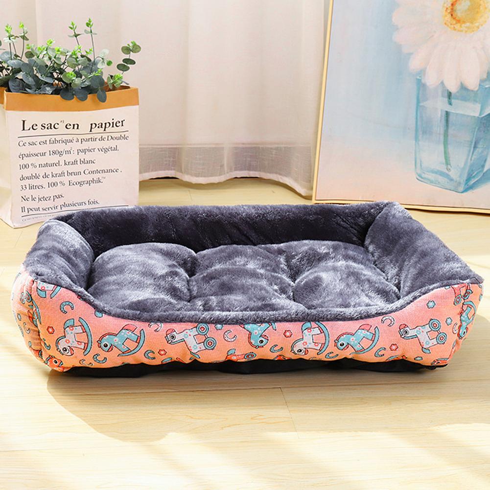 Pet Winter Nest - Cozy Rectangle-Shaped Kennel with Stylish Animal Pattern Cushions for Dogs & Cats