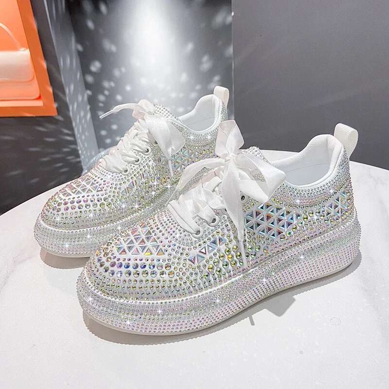 2025 New Shining Dia Sports Thick Bottom Designer Fashion Leisure Vulcanized Flat Shoes