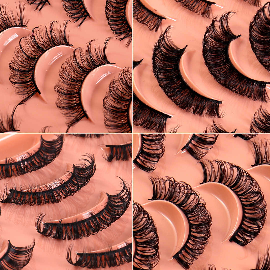 New DD Synthetic Fiber Russian Curl False Eyelash 20 Pair Set Thick Natural Grafted Eyelash W250324