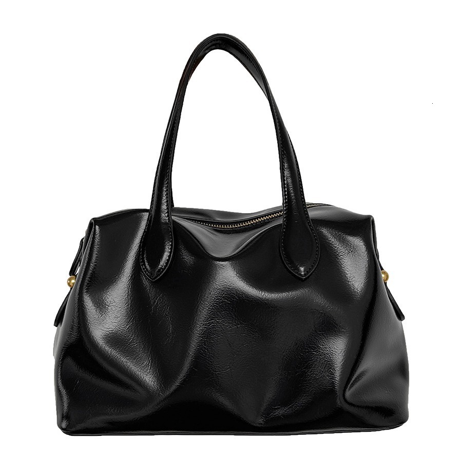 New Large Capacity Handbag Work Commuter Women's Advanced Sense Tote Bag Zipper Simple PU Soft Leather Handbag