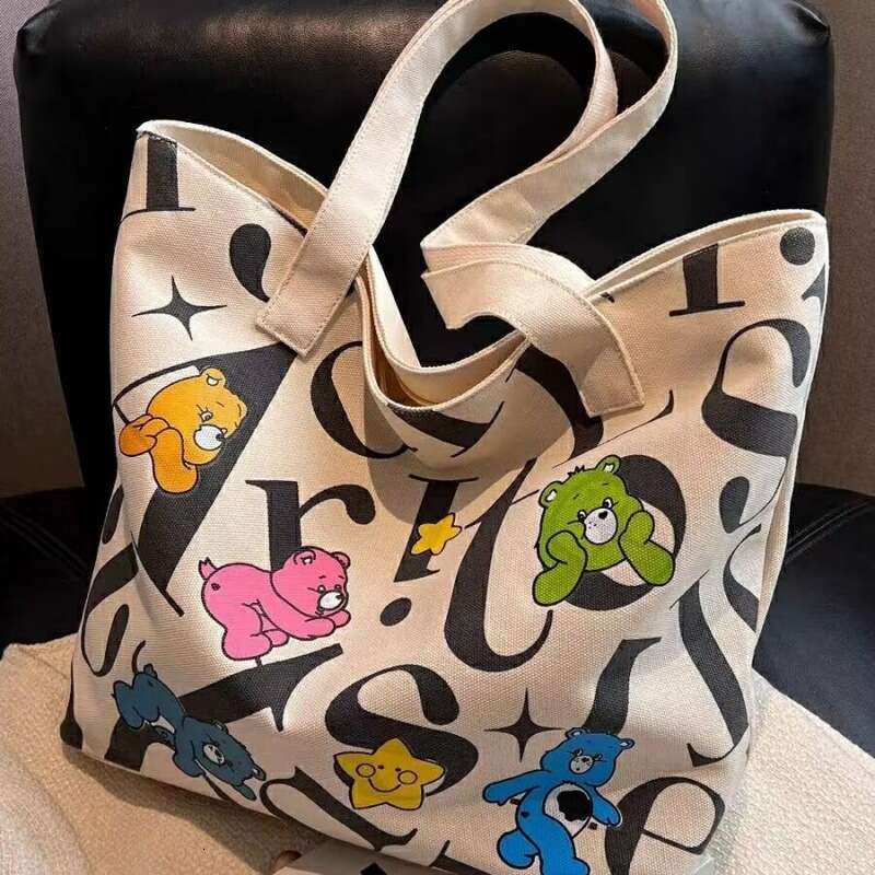 Student Canvas Women's Large Capacity Tote Commuter Versatile Printed Mommy Handheld Shoulder Shopping Bag Women