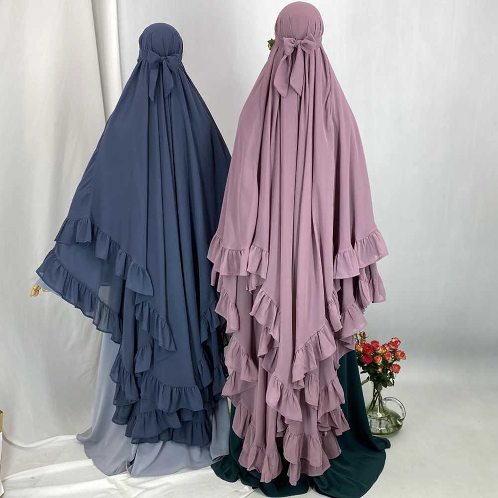 Fashion Extra Long Khimar Plain Chiffon Muslim Prayer Scarf Dubai Ramadan Niqab Abaya for Wen X250324