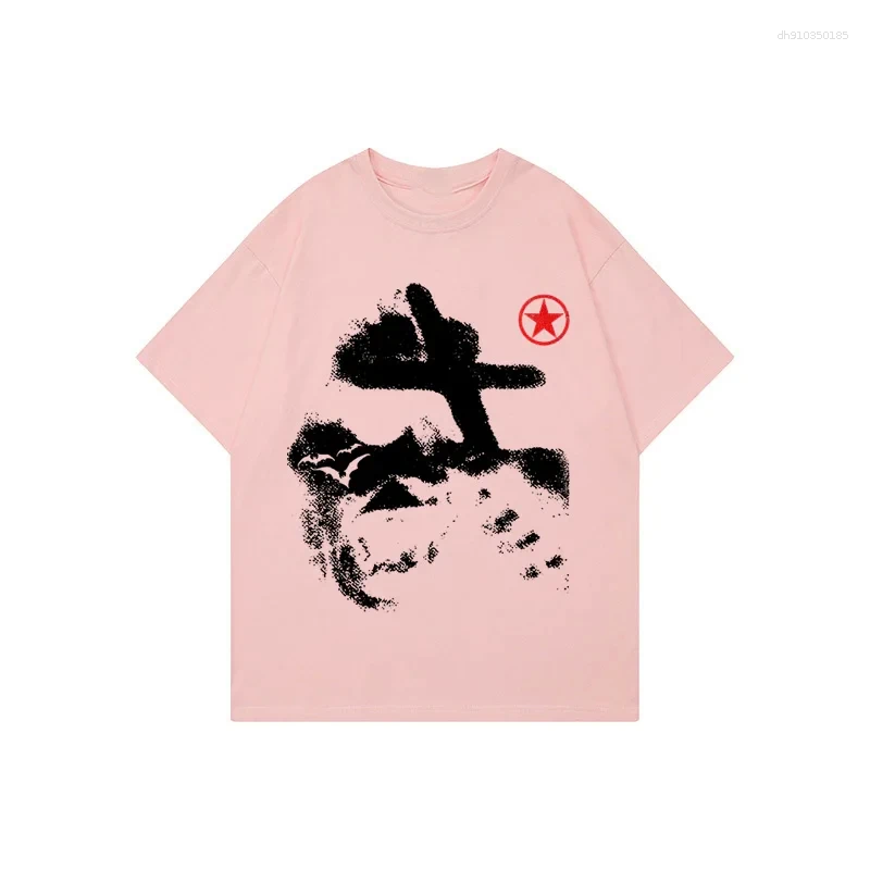 Mens T Shirts Goth Cotton T-shirt Harajuku Graphic Print Fashion Tee Hip Hop Oversized Top Punk Streetwear Short Sleeve Retro