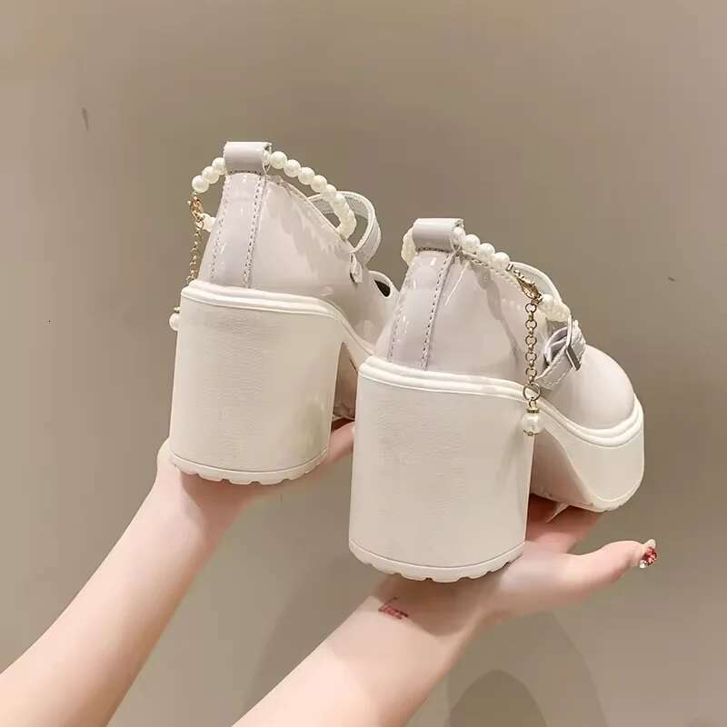Fashionable White Chunky Platform High Heels Women's New Autumn/Winter Mary Jane Comfortable Sneakers