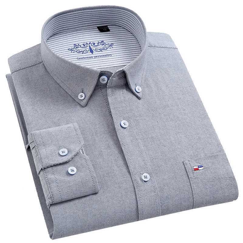 100% pure cotton Oxford mens solid color mens casual shirt high-quality long sleeved social shirt mens button up business shirt X250324