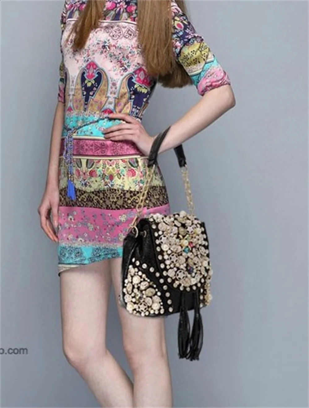 Rhinestone Backpack Female bead diamond bucket shoulder bag casual backpack chain messenger bag 250318