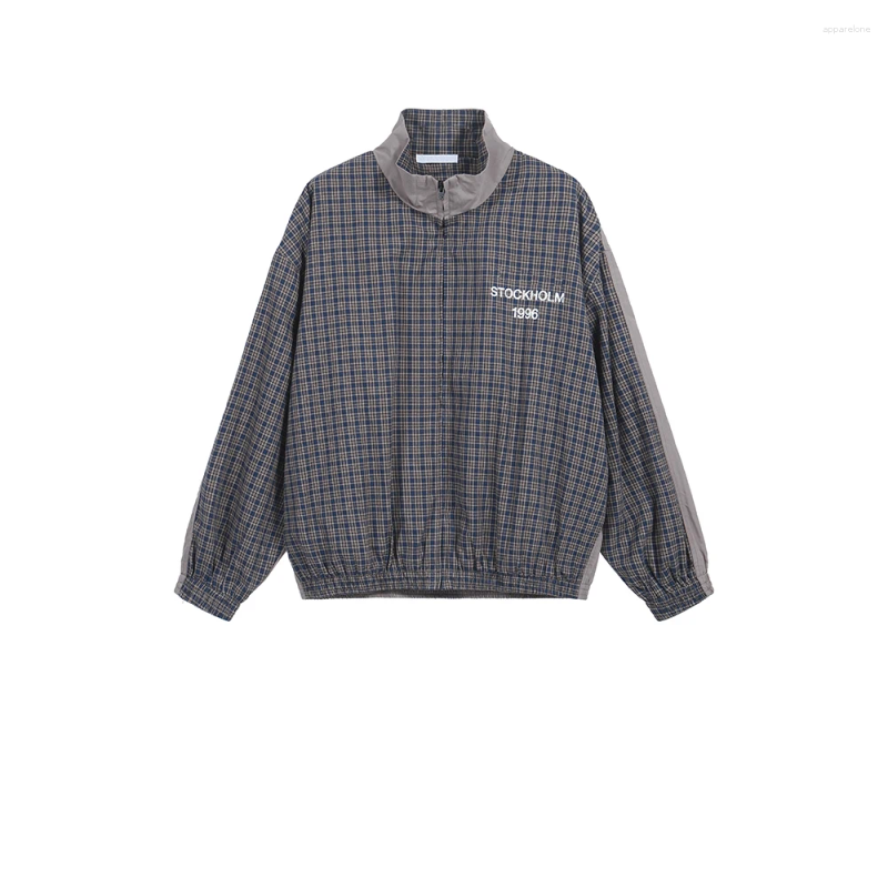 Mens Jackets Quality 1996 Stockholm Jacket Washed Old Letter Printed Checkered Patchwork Windbreaker Men Women Casual