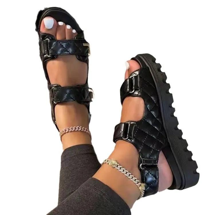 Round headed sandal slippers Designer free Shipping double pole slipper metal sandals women beach sandals NEW 2025